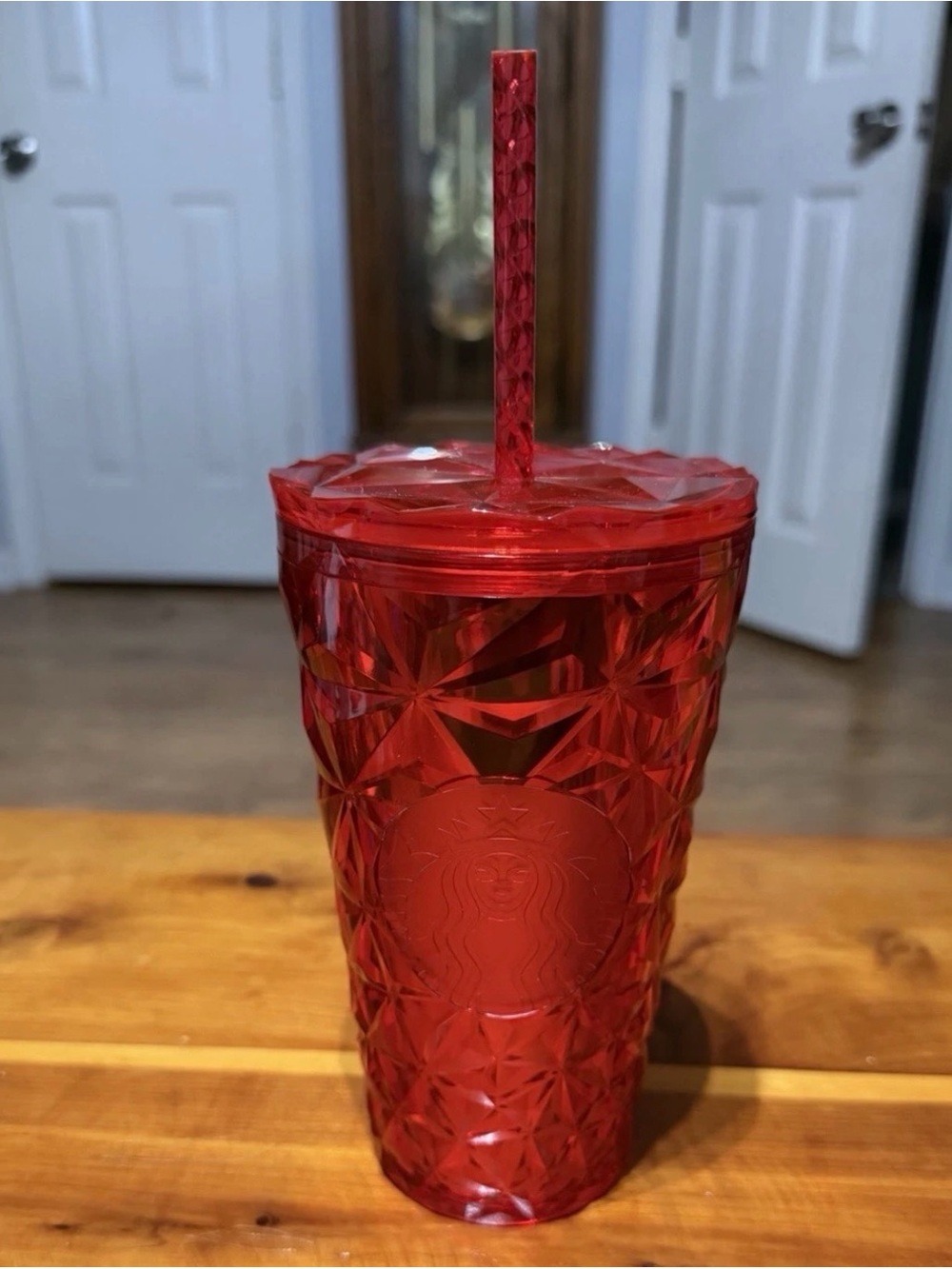 Starbucks Red Gem Prism Faceted Cold Cup Tumbler 16 oz (Grande)